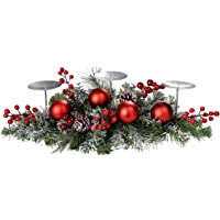 WeRChristmas 52 cm Centro de Mesa con Juego de 3 Portavelas de Navidad